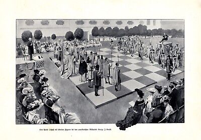 Partie Schach Mit Lebenden Figuren 1904 XL Druck Milliardär George J. Gloud + • 32.49€