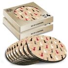 8x Round Coasters in the Box - Colourful Cat Kitten Pattern  #15594