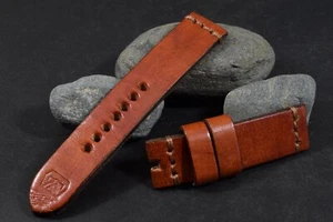 CORREA DE RELOJ 22/22 130/80 MM OIL MARRÓN AUTÉNTICO SILLÍN CUERO PARA PANERAI MASTRAP 592 - Imagen 1 de 7