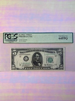 1950B Federal Reserve Note $5 US Currency  - Image 1 of 2