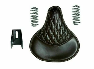 Fit For Royal Enfield 500cc Standard Leather Dark Brown Seat & Spring - Picture 1 of 5