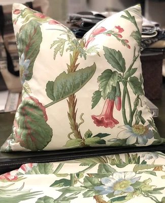 Schumacher Palmetto Garden/Tropic fabric Accent Pillow Cover 18 x 18 - Image 1 of 4