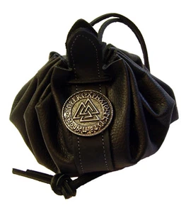 Dukatenbeutel Geldkatze Lederbeutel schwarz Mittelalter Lederbörse Wotansknoten - Bild 1 von 6