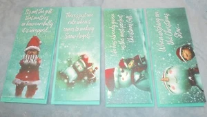 4 Long Money Wallet CHRISTMAS Cards Envelopes Snowman Elves Christian Scripture - Picture 1 of 3