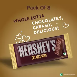 HERSHEY'S Creamy Milk Bar Delicious Chocolatey Delight 40 Gram Pack Of 8 - Picture 1 of 5