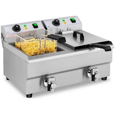 Friggitrice Elettrica Con Rubinetti Di Scarico 2 X 10 Litri Zona Fredda 3000 W - Immagine 1 di 4