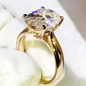 3Ct Round Cut Simulated Diamond 14k Yellow Gold Plated Engagement Solitaire Ring - Picture 1 of 3