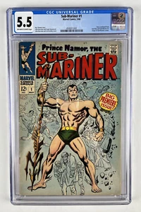 "SUB-MARINER" #1, Off-White To White Pages, CGC 5.5, Marvel 1968, 4508311001 - Imagen 1 de 7