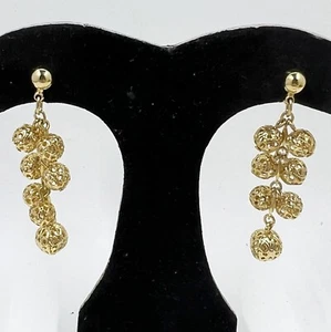 Vintage goldfarbene filigrane Ohrringe baumelnder Chandelier Shower Avon 1992 - Bild 1 von 5