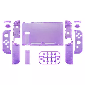 For Nintendo Switch Clear Purple Console Back Plate Controller Housing Shell Set - Picture 1 of 12