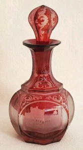 Rare Antique Bohemian Ruby Glass Spa Perfume Bottle Grand Tour Souvenir - Picture 1 of 22