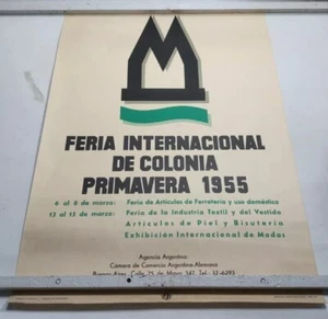 PÓSTER VINTAGE RARO FERIA INTERNACIONAL DE COLONIA PRIMAVERA 1955 SIGNO LENGUA ESPAÑOLA - Imagen 1 de 7