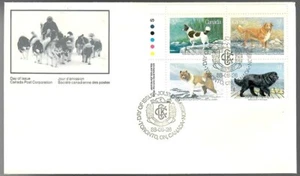 Canada Post Official 1988 FDC: 37¢ Dogs of Canada UL Imp Blk OFDC - Sc #1217-20 - Picture 1 of 2