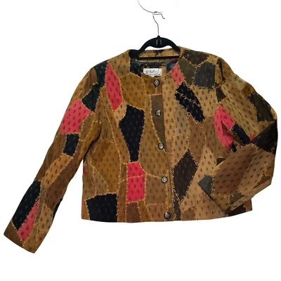 Chaqueta Papillon Vintage Gamuza Patchwork Bordado Abrigo Talla M/M Granny Core Foto 1 de 4