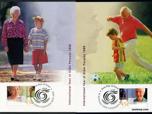 1999 Maxi Tarjetas de Año de las Personas Mayores Postales Prepagas Maxicards Estampillas - Imagen 1 de 4