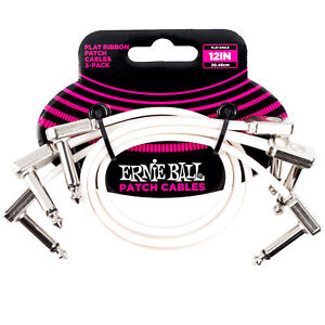 Ernie Ball 12” Flat Ribbon Patch Cable 3-Pack - White