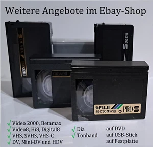 Überspielen digitalisieren Video 8, Hi8, VHS, VHS-C, Mini DV Kassetten auf DVD.. - Bild 1 von 28