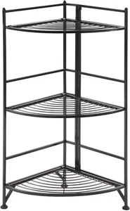 Storage 3 Tier Folding Metal Corner Shelf Display Rack Office Kitchen Garage - Picture 1 of 7