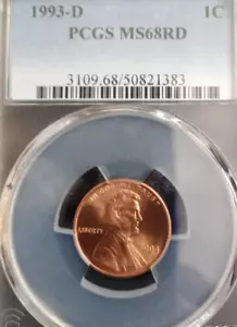 1993-D Lincoln Penny PCGS MS68RD - Picture 1 of 2