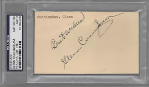 Glenn Cunningham Olympics Signed AUTOGRAPH Postcard Index Card PSA DNA - Picture 1 of 2