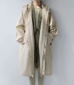 UNIQLO U x LEMAIRE Utility Hooded Coat Natural Off-White Unisex Oversized Sz S - Picture 1 of 16