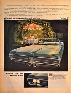 Pontiac 67 Ride the Wide-Track Siegesserie GM 1966 Vintage Printanzeige - Bild 1 von 1