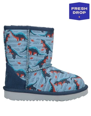 RRP€140 UGG AUSTRALIA Baby Leather Snow Boots US6 EU22 UK5 Dinosaur Pattern - Image 1 of 4