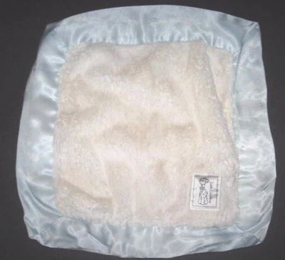 Manta de seguridad Little Giraffe azul blanco crema Lovey azul satinado ribete juguete de peluche Foto 1 de 3