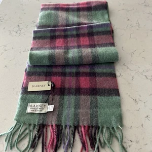 Neu mit Etikett. Blarney Woolen Mills Schal grün/rosa kariert 100% Lammwolle Irland Fransen - Bild 1 von 5