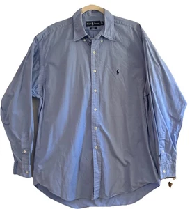 Ralph Lauren camicia uomo grande Blake abbottonata tinta unita blu manica lunga - Foto 1 di 7