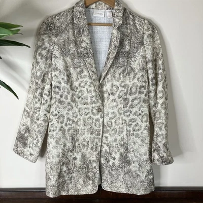 Chicos Textured Animal Print Duster Jacket With Sequins Size 1 US M - Image 1 of 4