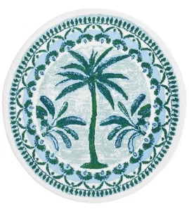 Abyss Fili Round Bath Rug- Botanical Pattern 31" D Portugal - $625 New - Afbeelding 1 van 9