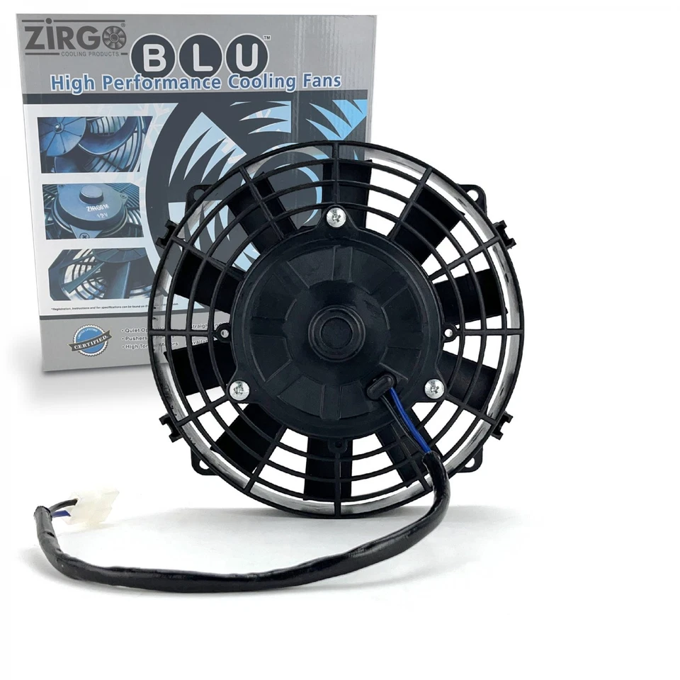 Ventilador de refrigeración radiador hoja recta negro alto rendimiento 8" Zirgo 605 fCFM 12V Foto 1 de 4
