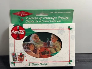 1999 Coca-Cola Coke Santa 2 Decks Bicycle Playing Cards In Collectible Tin - Picture 1 of 2