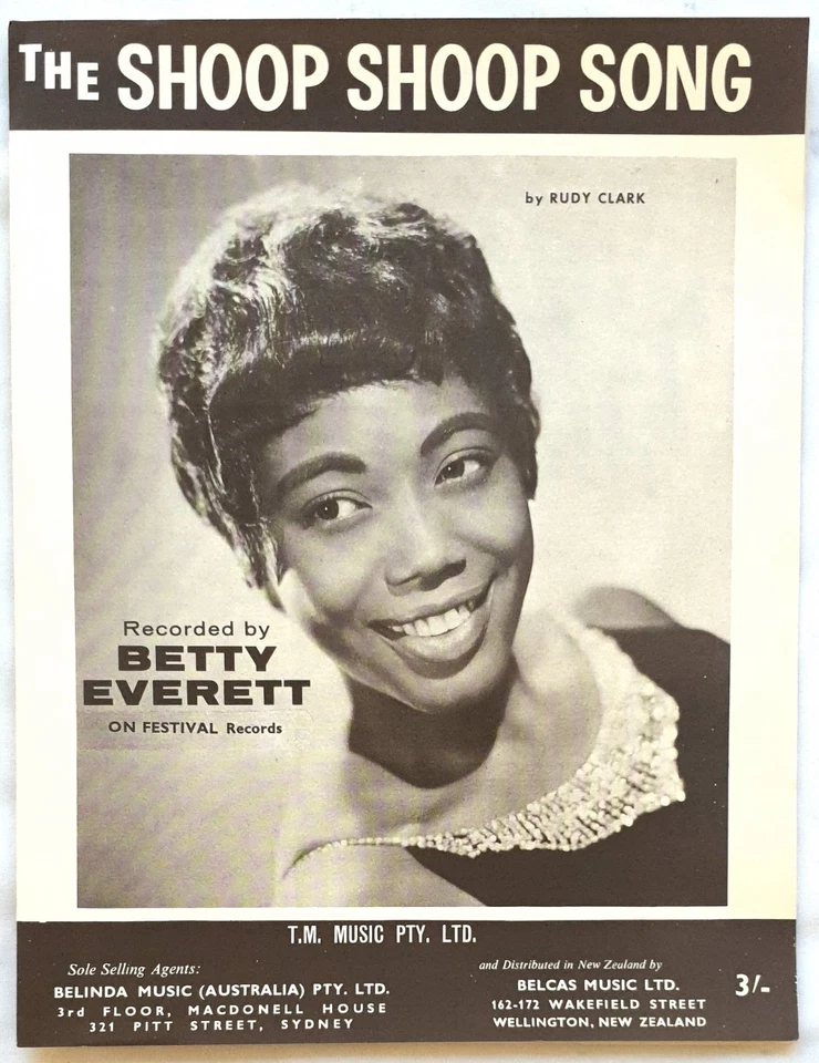 Betty Everett - The Shoop Shoop Song 1963 Original Australian Sheet Music-Rare! - Image 1 of 1