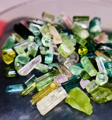 52-Carat Natural Tourmaline beautifl Colors clean Crystals lot From Afghanistan. - Image 1 of 4