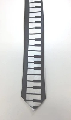 Teclas de piano corbata negra blanca delgada sedosa músico Foto 1 de 4