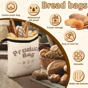 Bread Bag Reusable Beeswax Bread Bags Portable Sourdough Bread Bags Cotton paRAd - Picture 1 of 12
