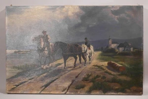 la37/2 A. Geitz  Ölgemälde Landschaft mit Reiter - Picture 1 of 6