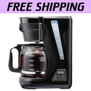 FrontFill Programmable 12-Cup Drip Coffee Maker - Space-Saving Black & Silver - Picture 1 of 11