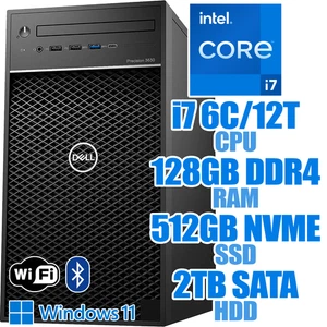 Dell Precision 3630 Windows 11 PC┃i7-8700┃128GB RAM┃512GB SSD┃2TB HDD┃WIFI&BT - Picture 1 of 9