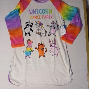Wonder Nation Girls Sleepwear Super Soft NWT Unicorn Dance Party Size 10/12 Plus - Picture 1 of 7