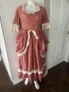 Vintage Calico Print Floral Renaissance Colonial Bustle Dress prairie - Bild 1 von 20
