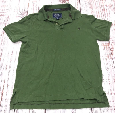 Camisa Polo American Eagle Outfitters Para Hombre Pequeña Verde Calce Vintage 100% Algodón Foto 1 de 4