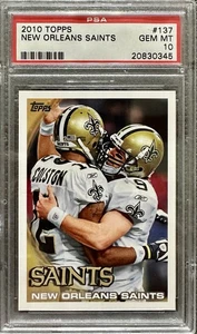 2010 TOPPS FOOTBALL ~ NEW ORLEANS SAINTS ~ #137 ~ DREW BREES ~ PSA 10 - Picture 1 of 2
