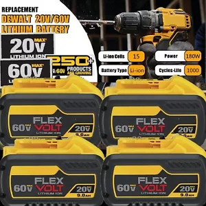 4Pack 9Ah For DEWALT DCB6092 20V/60V MAX FLEXVOLT 9Ah Li-Ion Battery DCB609 New - Picture 1 of 24