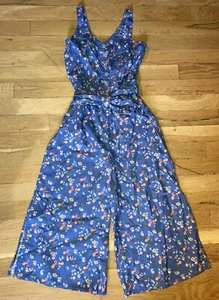 Girls Kids Size 10 Blue Floral Pants/tank Top Romper By Justice - Picture 1 of 3