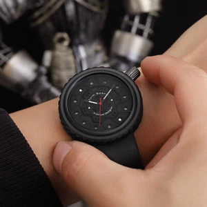 OULM Unique Simple Sport Watch Wheel Dial & Performance Silicone Strap Watches - Picture 1 of 15