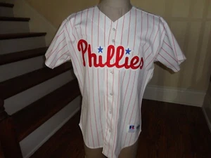 Vintage weiß rot Nadelstreifen Russell Athletic Diamond Philadelphia Phillies Trikot 48 - Bild 1 von 10
