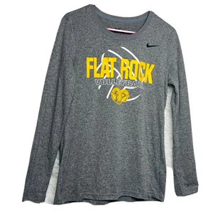 Nike Girls Dry Fit Size M Flat Rock Volleyball Gray Long Sleeve T-shirt - Picture 1 of 9